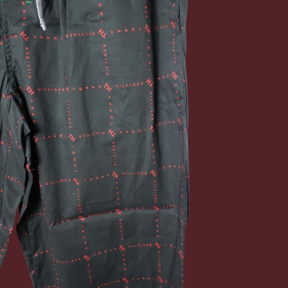 Tommy Hilfiger Mens Sleepwear Pajama Pants Logo Print 100% Cotton Blk/red Medium - Picture 4 of 13